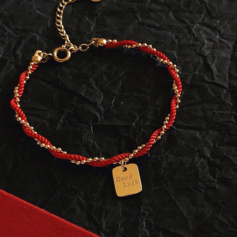 KarmaRipple's Red String Gold Plated Bronze Good Fortune Strength Bracelet p10