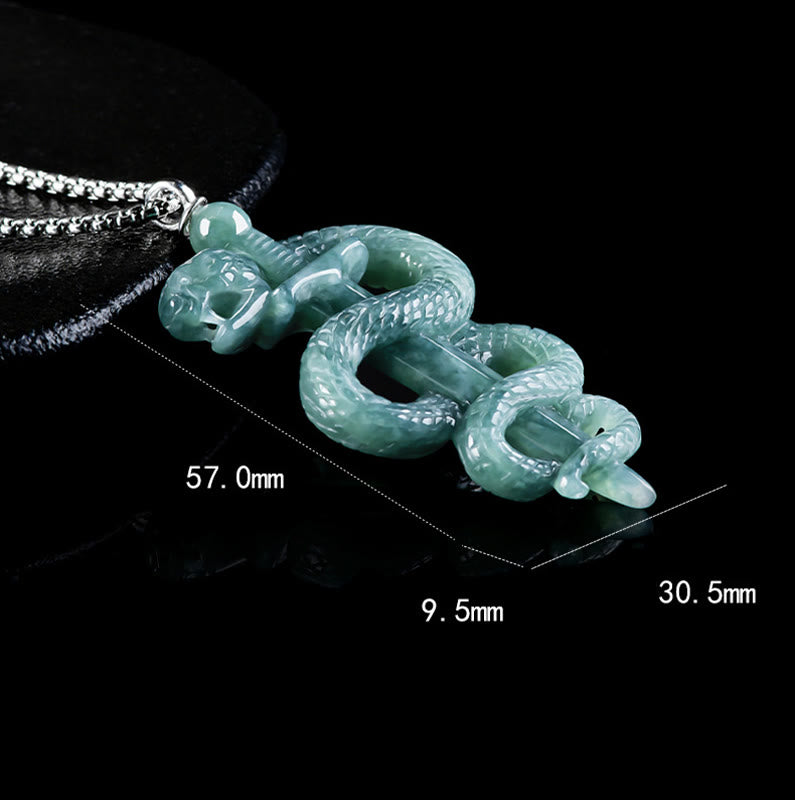 KarmaRipple's 925 Sterling Silver Authentic Jade Year Of The Snake Sword Fortune Pendant Necklace p5