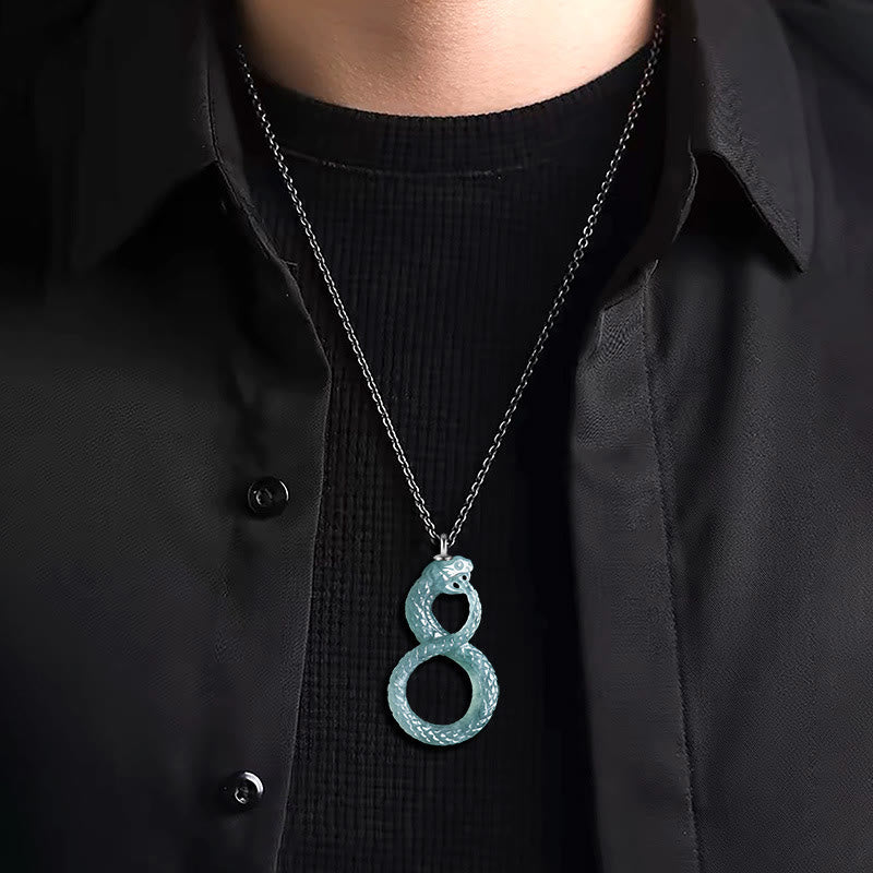 KarmaRipple's 925 Sterling Silver Authentic Jade Mamba Year Of The Snake Fortune Pendant Necklace p5