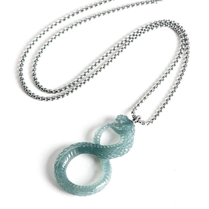 KarmaRipple's 925 Sterling Silver Authentic Jade Mamba Year Of The Snake Fortune Pendant Necklace p2