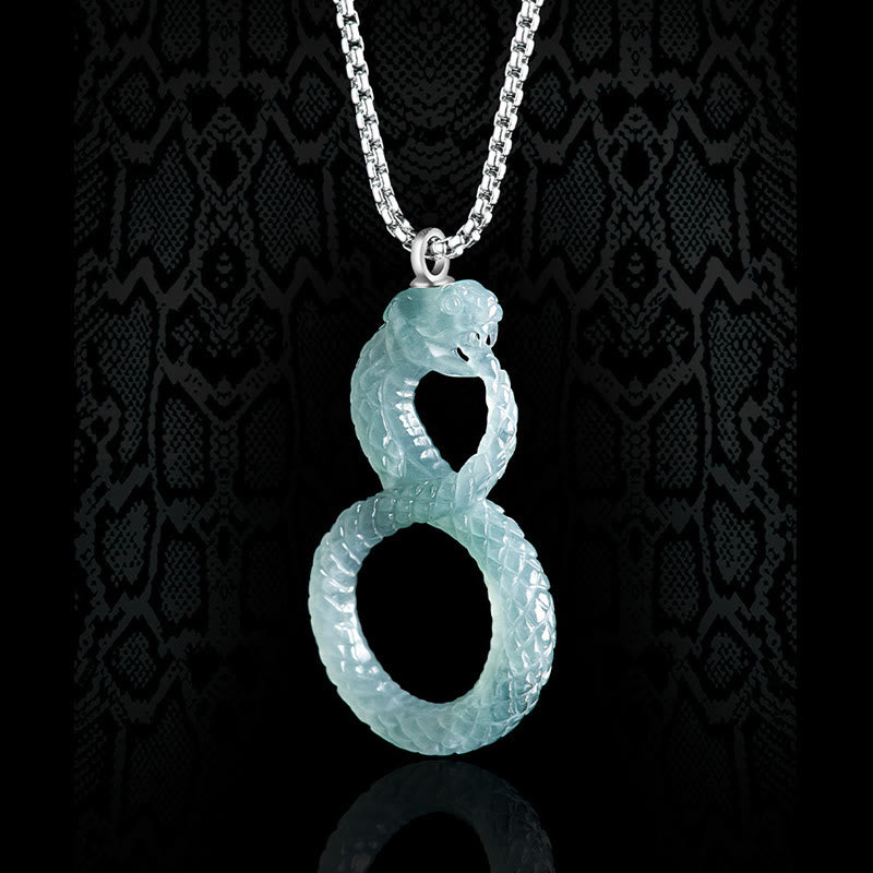 KarmaRipple's 925 Sterling Silver Authentic Jade Mamba Year Of The Snake Fortune Pendant Necklace p3