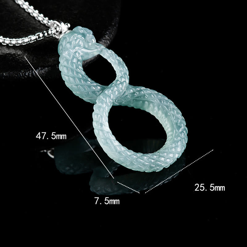 KarmaRipple's 925 Sterling Silver Authentic Jade Mamba Year Of The Snake Fortune Pendant Necklace p6