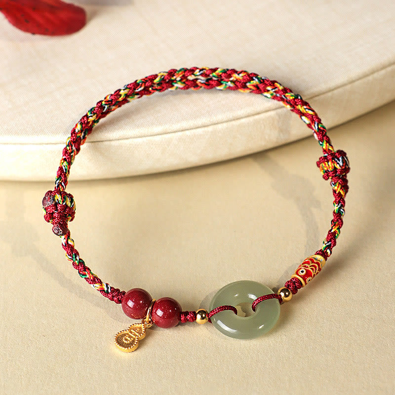 KarmaRipple's Red String Black String Hetian Jade Peace Buckle Cinnabar 925 Silver Protection Bracelet p14
