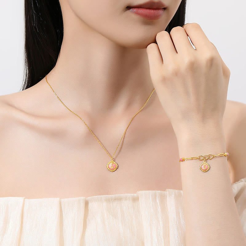 KarmaRipple's 925 Sterling Silver Year Of The Snake Golden Snake Fortune Bracelet Pendant Necklace p1