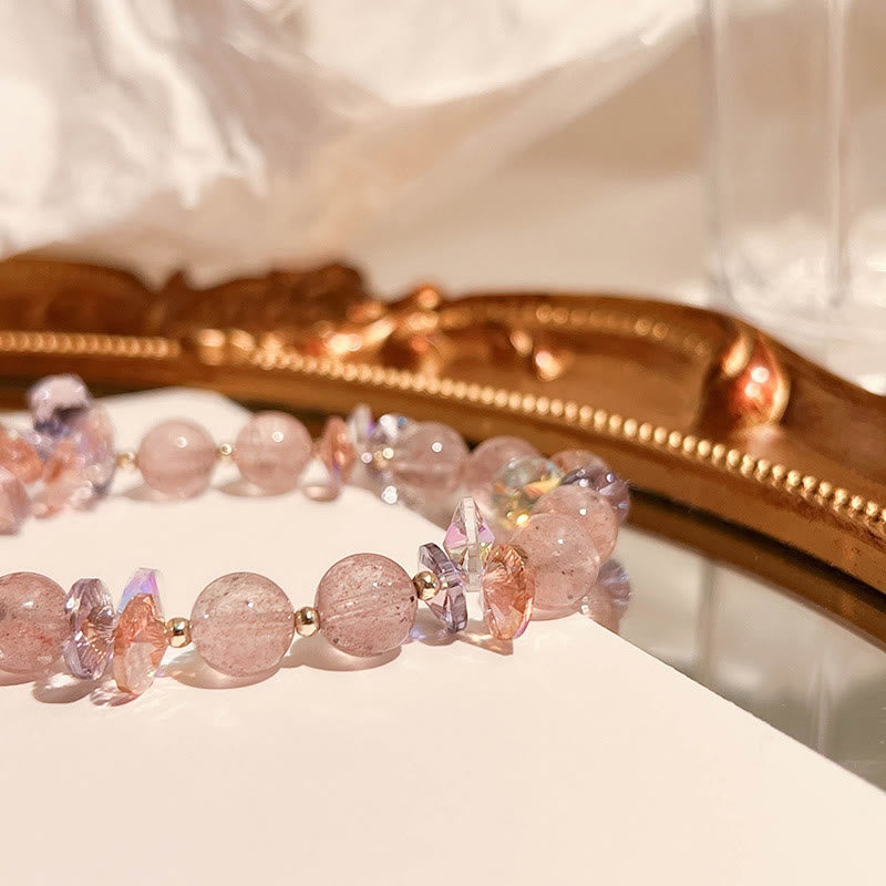 KarmaRipple's Strawberry Quartz Gemstone Gourd Positive Bracelet p15