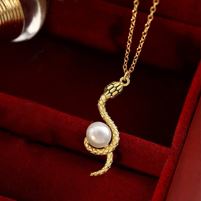 KarmaRipple's 925 Sterling Silver Snake Around Pearl Year Of The Snake Blessing Pendant Necklace p9