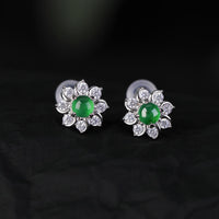 Boucles d'oreilles en argent sterling 925 et jade rond de KarmaRipple