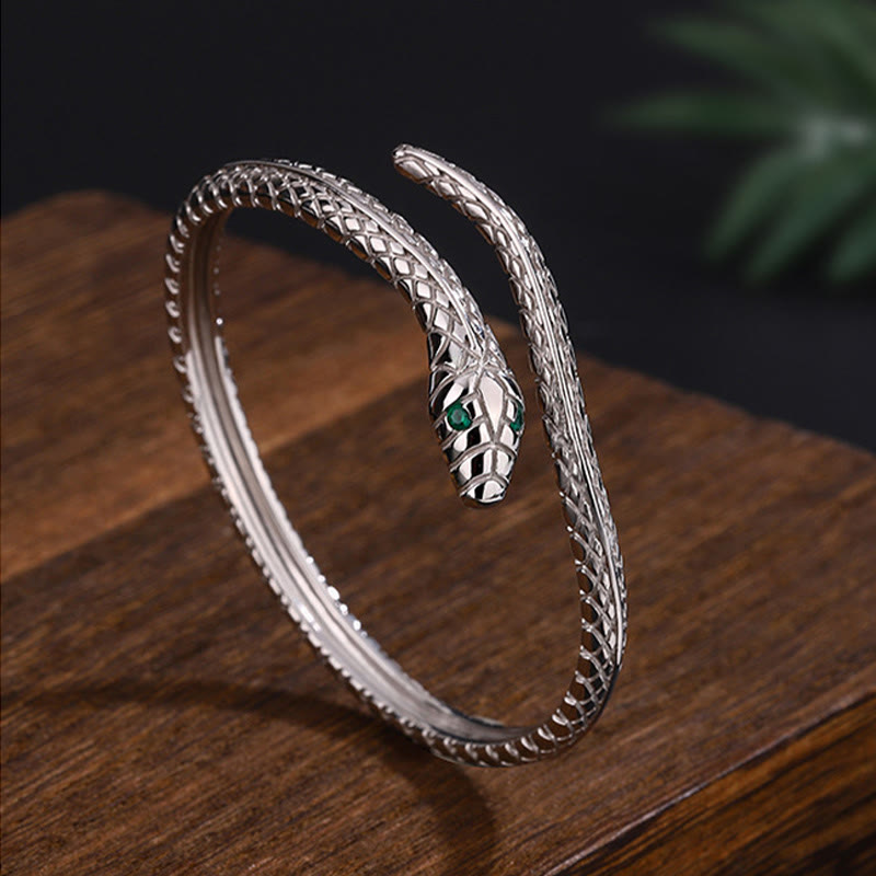 KarmaRipple's 999 Sterling Silver Snake Shape Year Of The Snake Blessing Bracelet p2