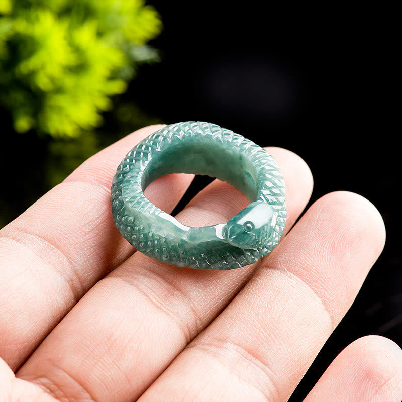 KarmaRipple's Authentic Jade Year Of The Snake Carving Prosperity Protection Ring p3