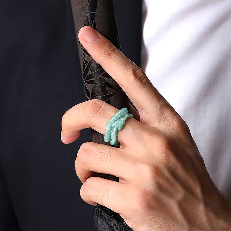 KarmaRipple's Authentic Jade Year Of The Snake Carving Prosperity Protection Ring p4