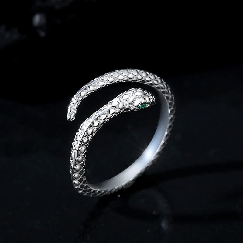 KarmaRipple's 999 Sterling Silver Adjustable Snake-shaped Wrap Open Year Of The Snake Blessing Calm Ring p3