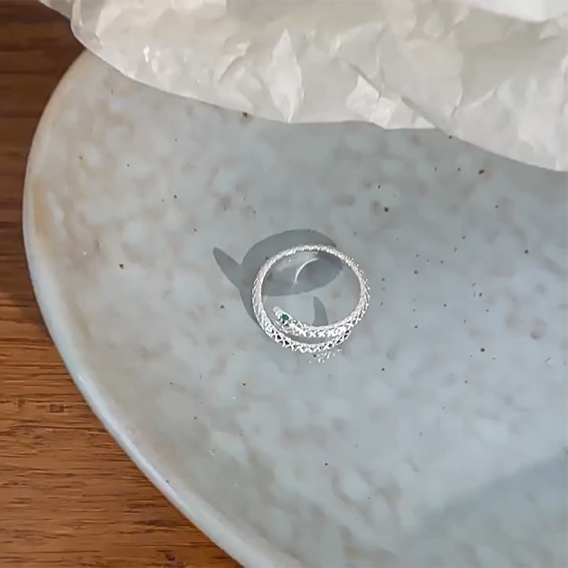 KarmaRipple's 999 Sterling Silver Adjustable Snake-shaped Wrap Open Year Of The Snake Blessing Calm Ring p4