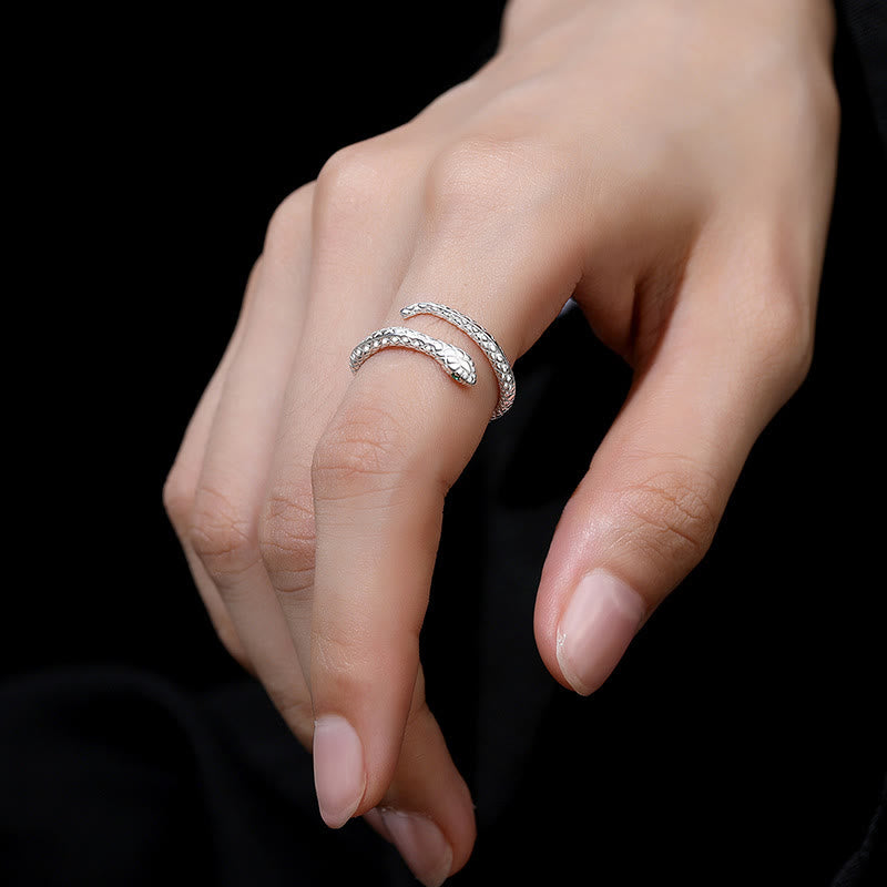 KarmaRipple's 999 Sterling Silver Adjustable Snake-shaped Wrap Open Year Of The Snake Blessing Calm Ring p8