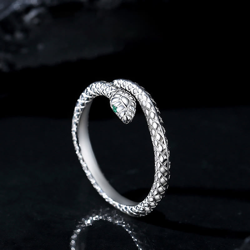 KarmaRipple's 999 Sterling Silver Adjustable Snake-shaped Wrap Open Year Of The Snake Blessing Calm Ring p1