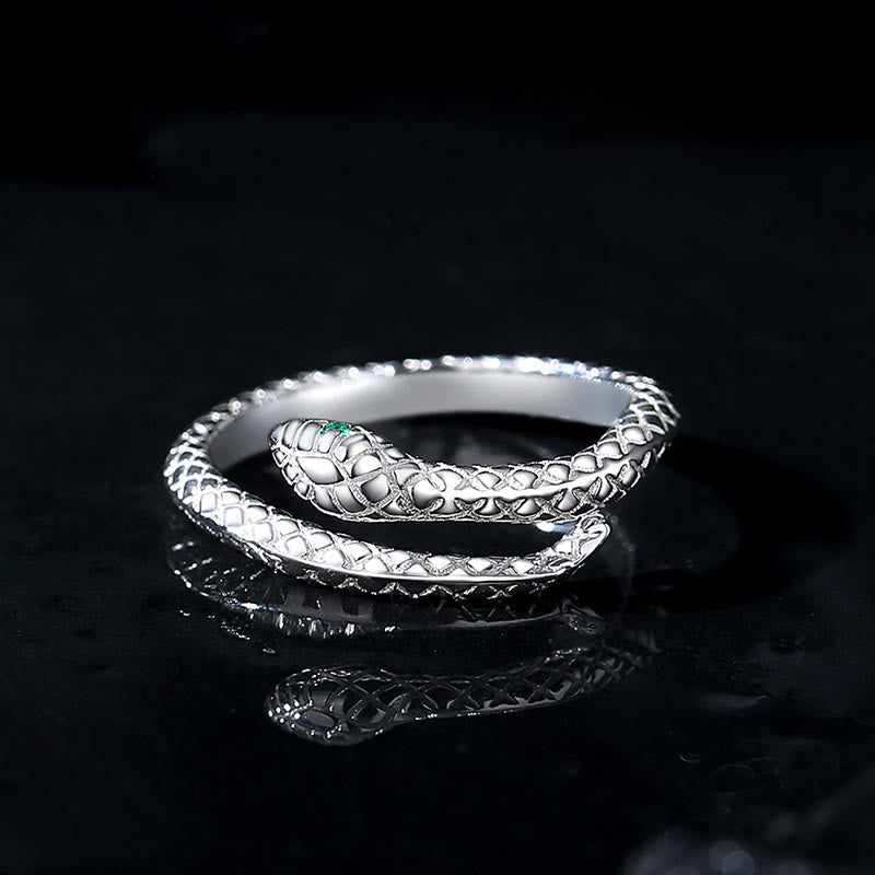 KarmaRipple's 999 Sterling Silver Adjustable Snake-shaped Wrap Open Year Of The Snake Blessing Calm Ring p2