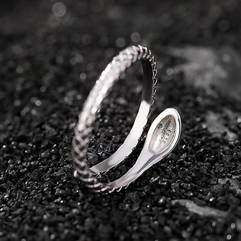 KarmaRipple's 925 Sterling Silver Year Of The Snake Adjustable Open Blessing Protection Ring p2