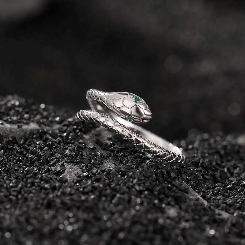 KarmaRipple's 925 Sterling Silver Year Of The Snake Adjustable Open Blessing Protection Ring p3