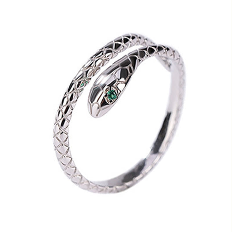 KarmaRipple's 925 Sterling Silver Year Of The Snake Adjustable Open Blessing Protection Ring p6