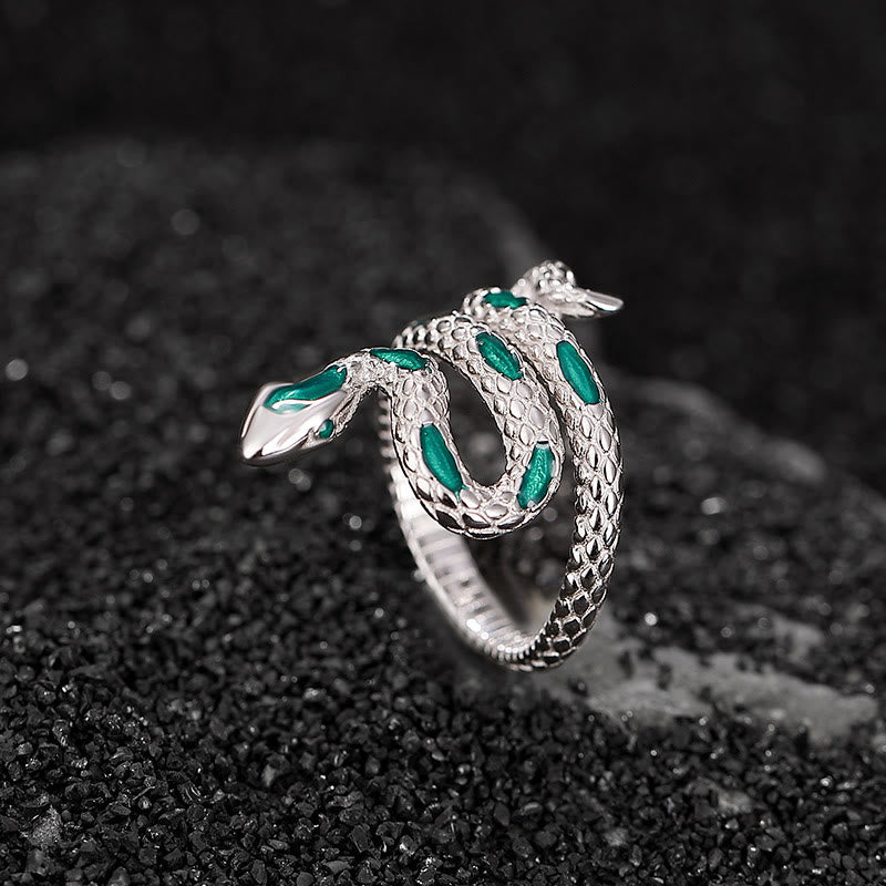 KarmaRipple's 925 Sterling Silver Year Of The Snake Adjustable Open Blessing Ring p1