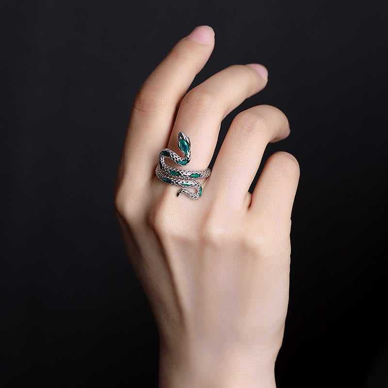 KarmaRipple's 925 Sterling Silver Year Of The Snake Adjustable Open Blessing Ring p4