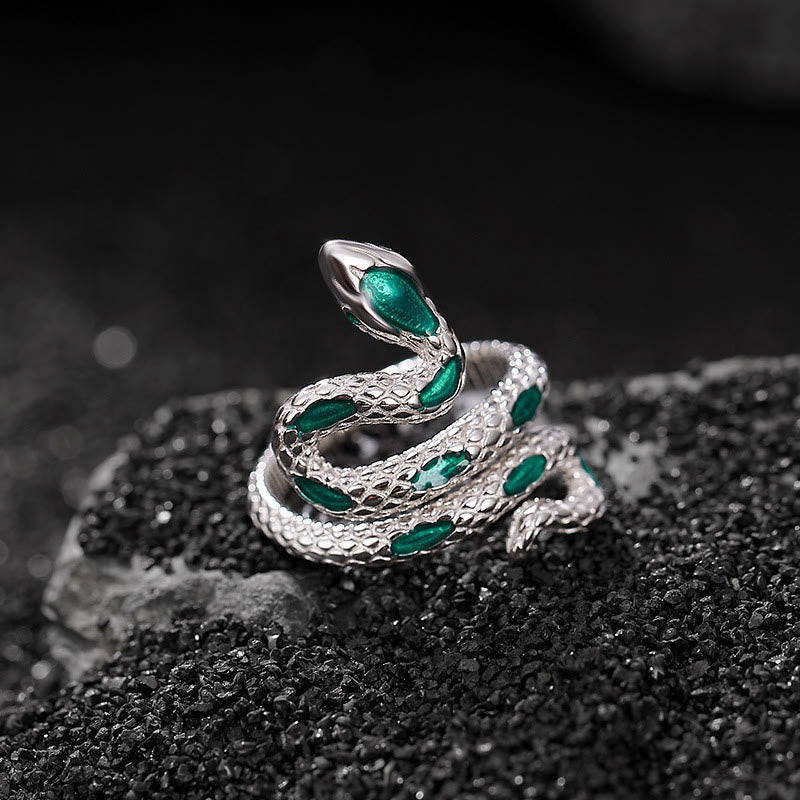KarmaRipple's 925 Sterling Silver Year Of The Snake Adjustable Open Blessing Ring p2