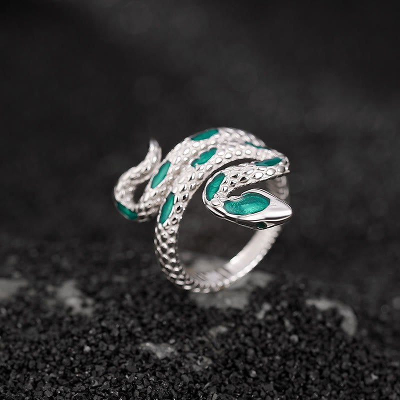 KarmaRipple's 925 Sterling Silver Year Of The Snake Adjustable Open Blessing Ring p3
