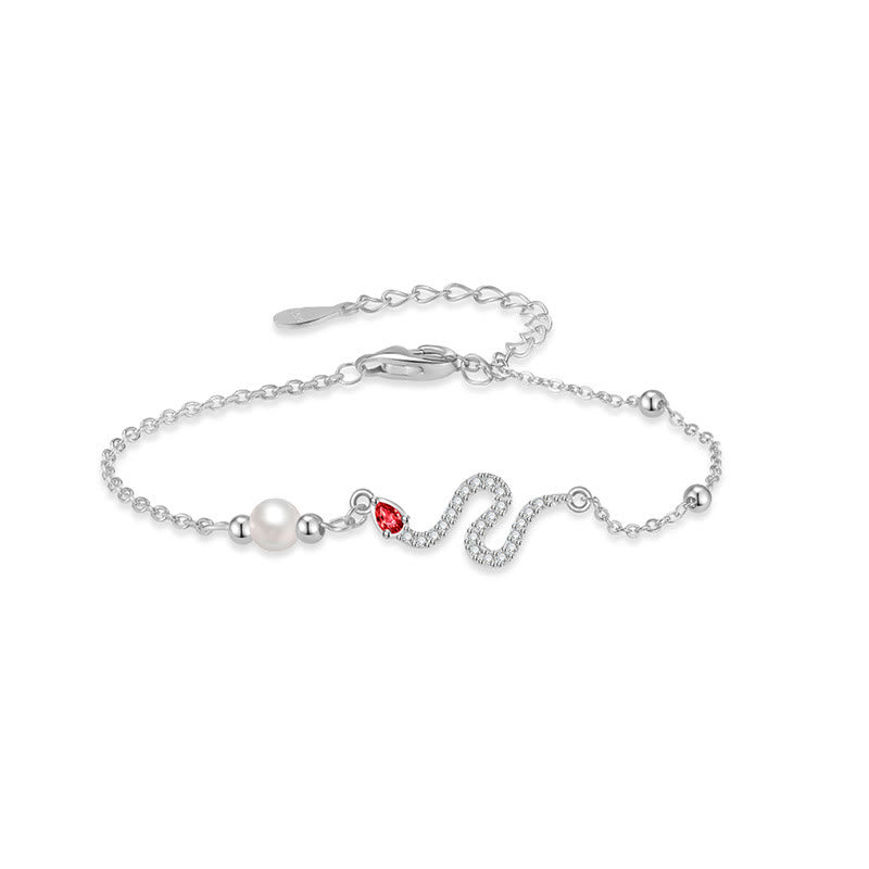 KarmaRipple's 925 Sterling Silver Pearl Year Of The Snake Blessing Bracelet p1