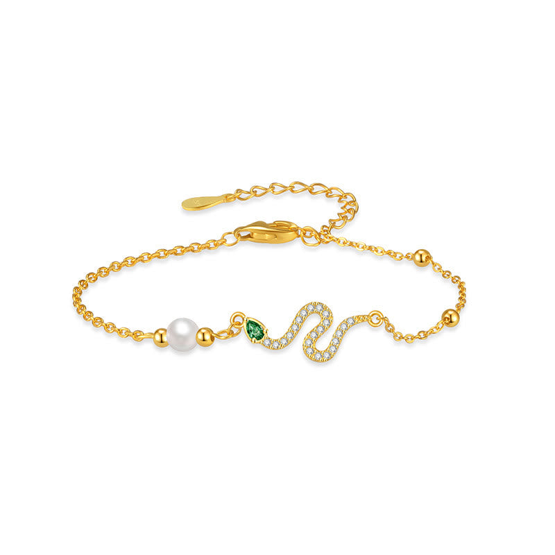 KarmaRipple's 925 Sterling Silver Pearl Year Of The Snake Blessing Bracelet p18