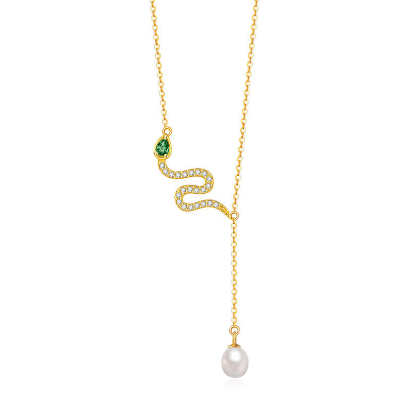KarmaRipple's 925 Sterling Silver Pearl Year Of The Snake Blessing Pendant Necklace p4