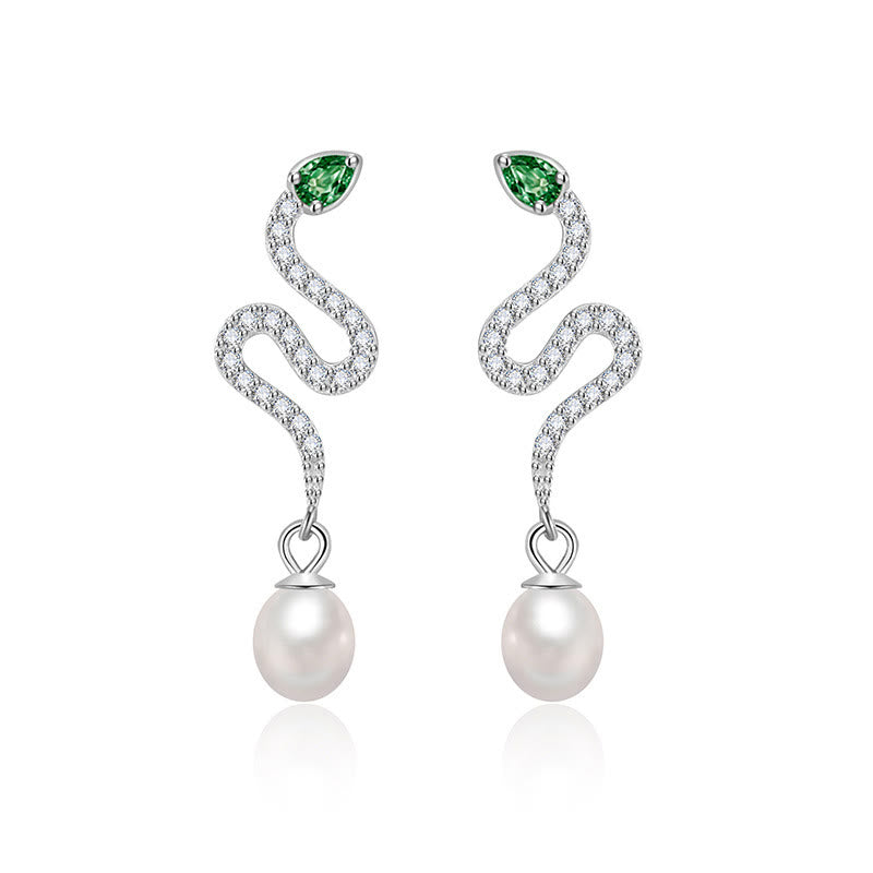 KarmaRipple's 925 Sterling Silver Pearl Year Of The Snake Blessing Earrings p2