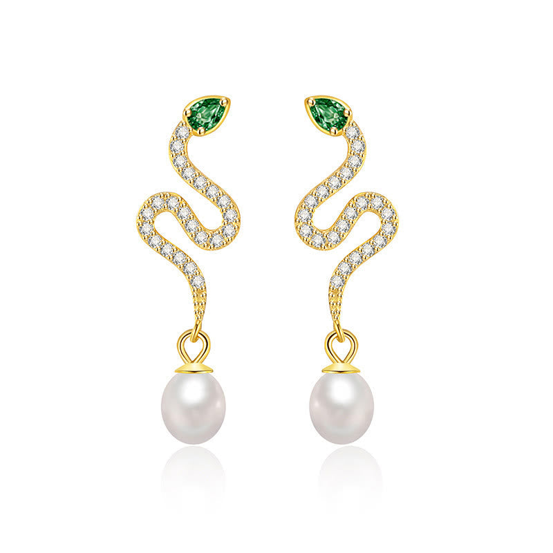 KarmaRipple's 925 Sterling Silver Pearl Year Of The Snake Blessing Earrings p4