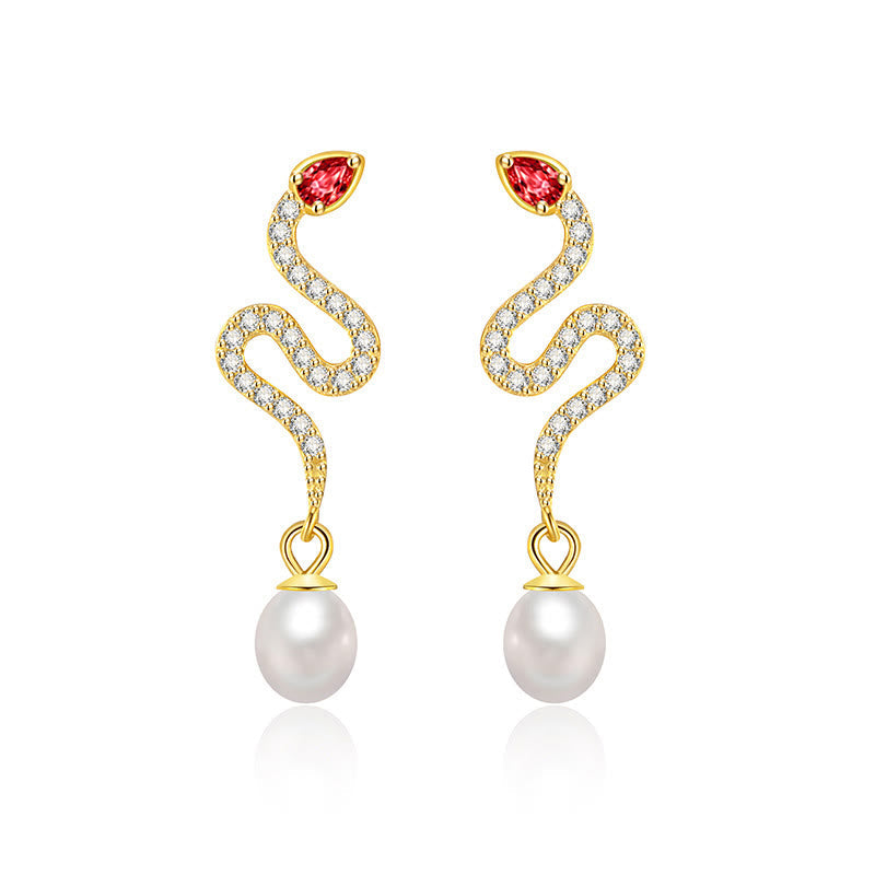 KarmaRipple's 925 Sterling Silver Pearl Year Of The Snake Blessing Earrings p3