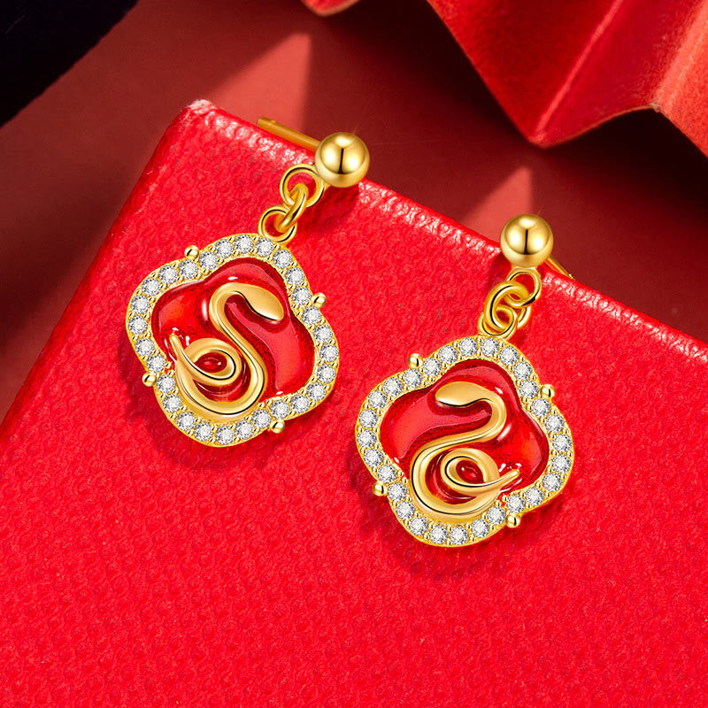 KarmaRipple's 925 Sterling Silver Year Of The Snake Blessing Earrings p1