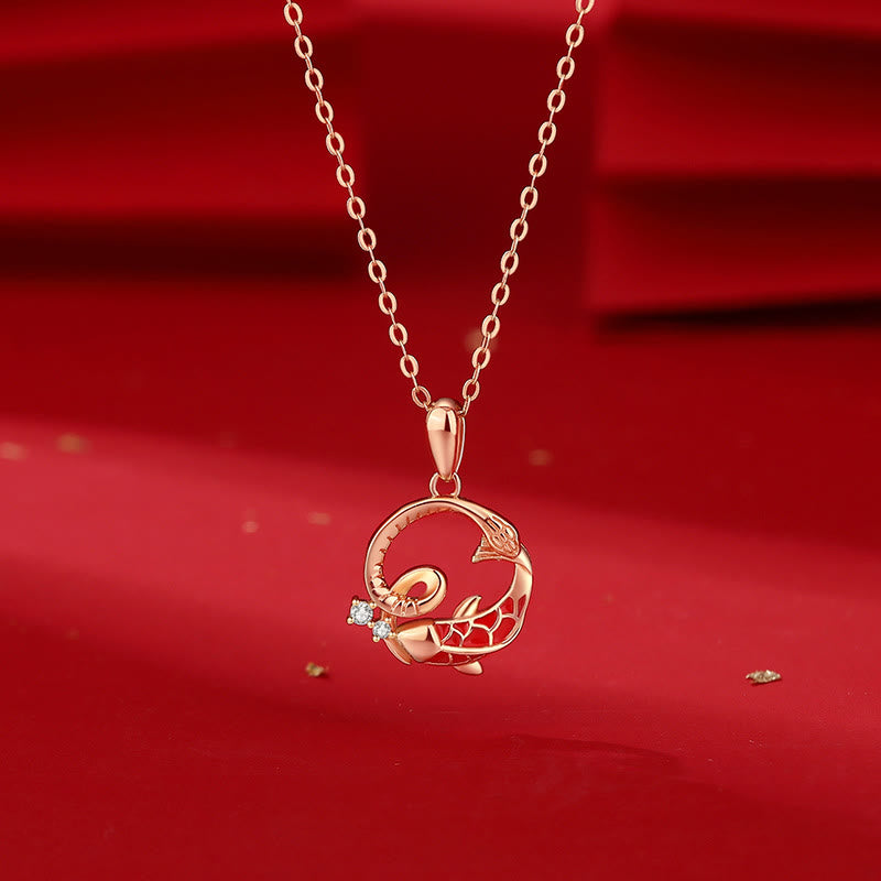 KarmaRipple's 925 Sterling Silver Koi Fish Year Of The Snake Blessing Pendant Necklace p1