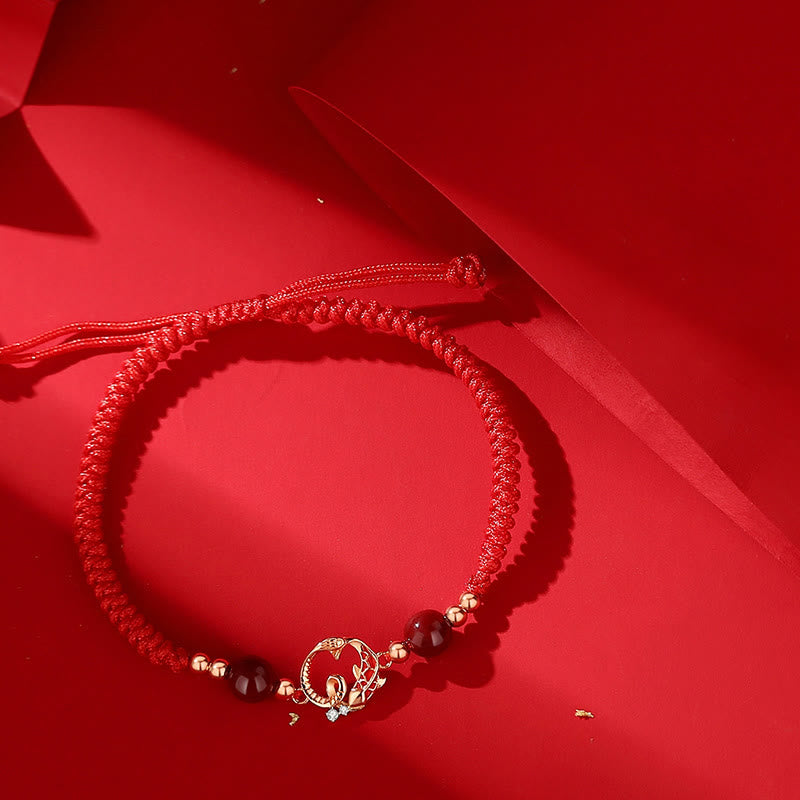 KarmaRipple's 925 Sterling Silver Hetian Jade Cinnabar Koi Fish Year Of Snake Red String Protection Woven Bracelet p3
