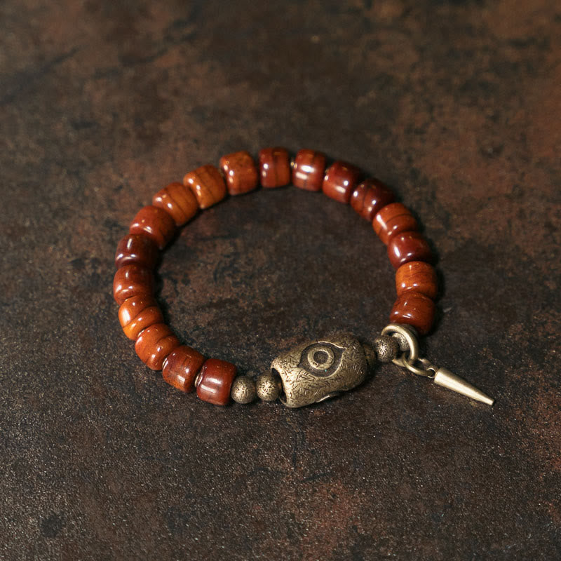 KarmaRipple's Yak Bone Dzi Shape Bronze Cone Necklace Strength Bracelet p2