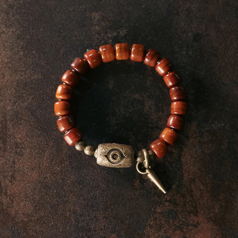 KarmaRipple's Yak Bone Dzi Shape Bronze Cone Necklace Strength Bracelet p3