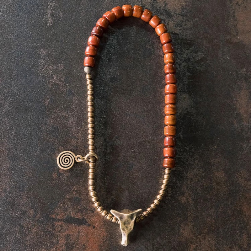 KarmaRipple's Yak Bone Bronze Yak Head Cone Necklace Double Wrap Strength Bracelet p8