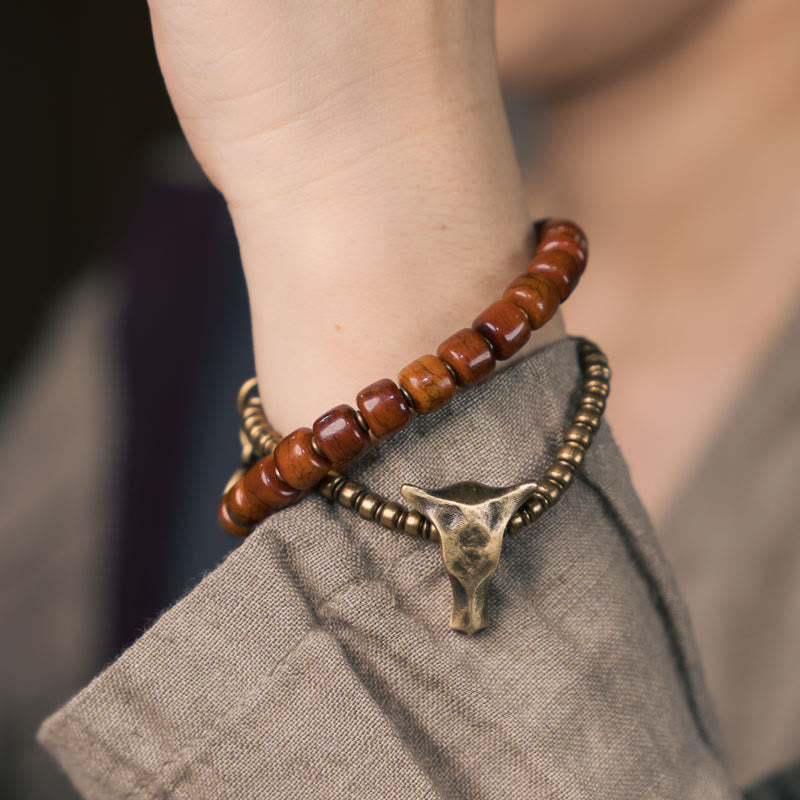 KarmaRipple's Yak Bone Bronze Yak Head Cone Necklace Double Wrap Strength Bracelet p12