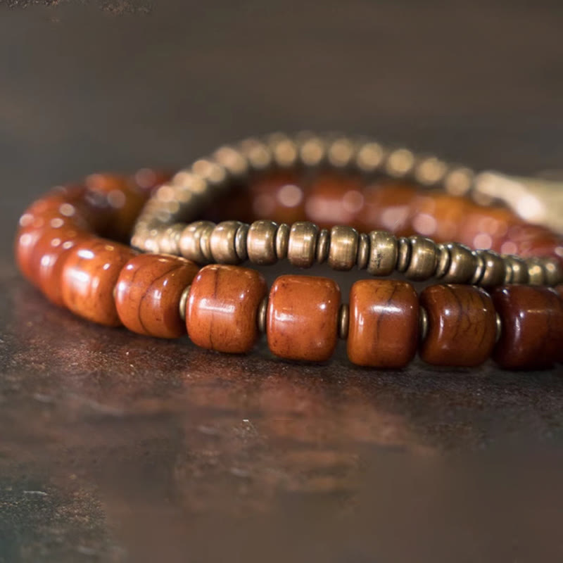 KarmaRipple's Yak Bone Bronze Yak Head Cone Necklace Double Wrap Strength Bracelet p5