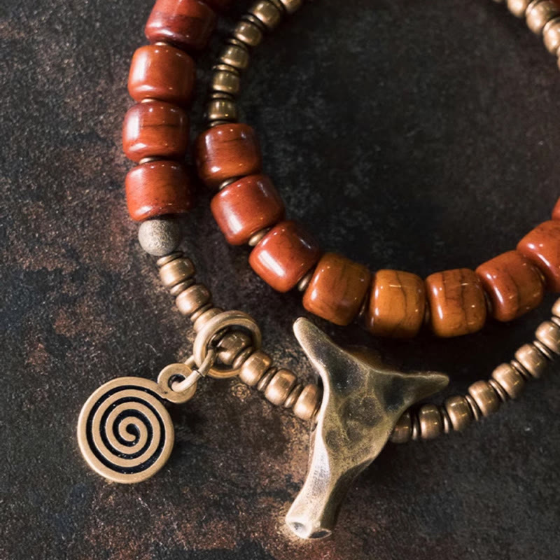 KarmaRipple's Yak Bone Bronze Yak Head Cone Necklace Double Wrap Strength Bracelet p4