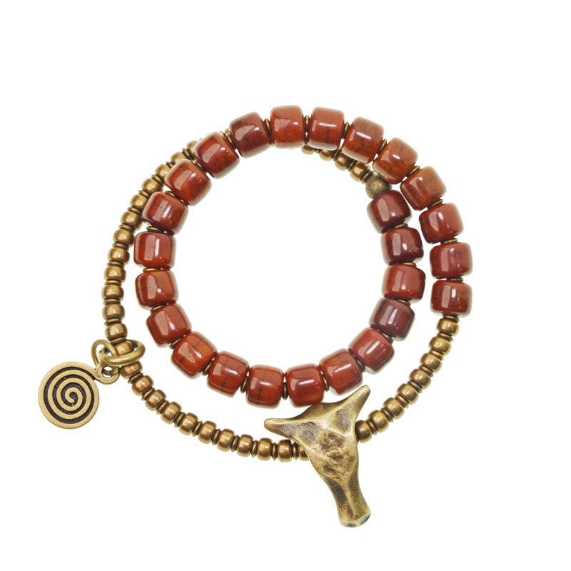 KarmaRipple's Yak Bone Bronze Yak Head Cone Necklace Double Wrap Strength Bracelet p14