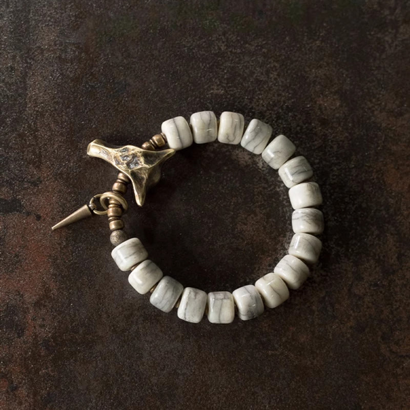 KarmaRipple's Ivory Yak Bone Bronze Yak Head Cone Necklace Balance Bracelet p3