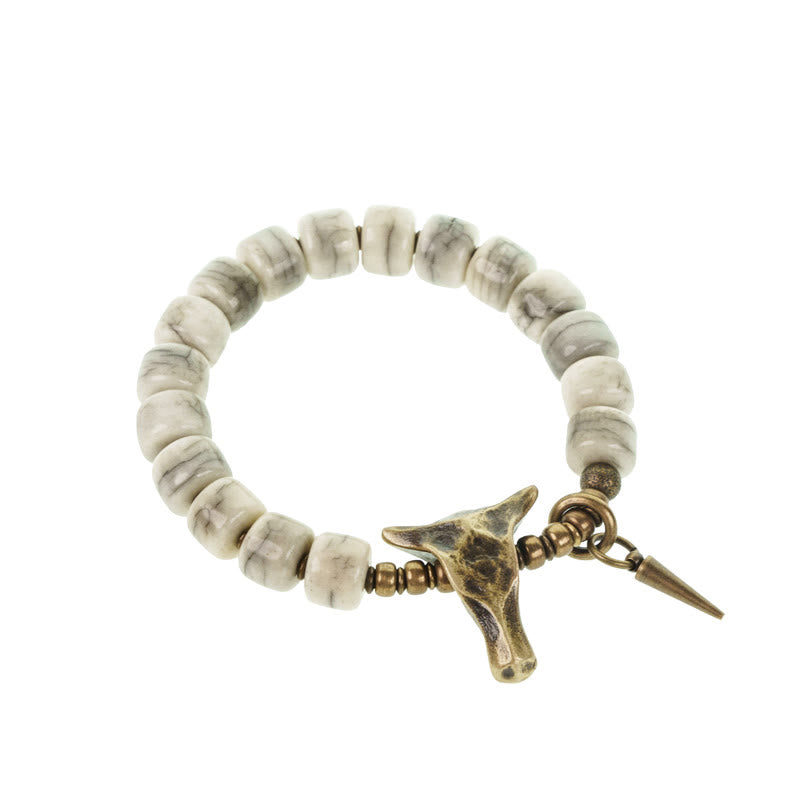 KarmaRipple's Ivory Yak Bone Bronze Yak Head Cone Necklace Balance Bracelet p14