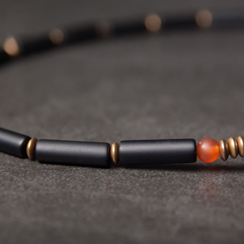KarmaRipple's Black Onyx Bronze Dzi Bead Cone Necklace Double Wrap Protection Bracelet p9