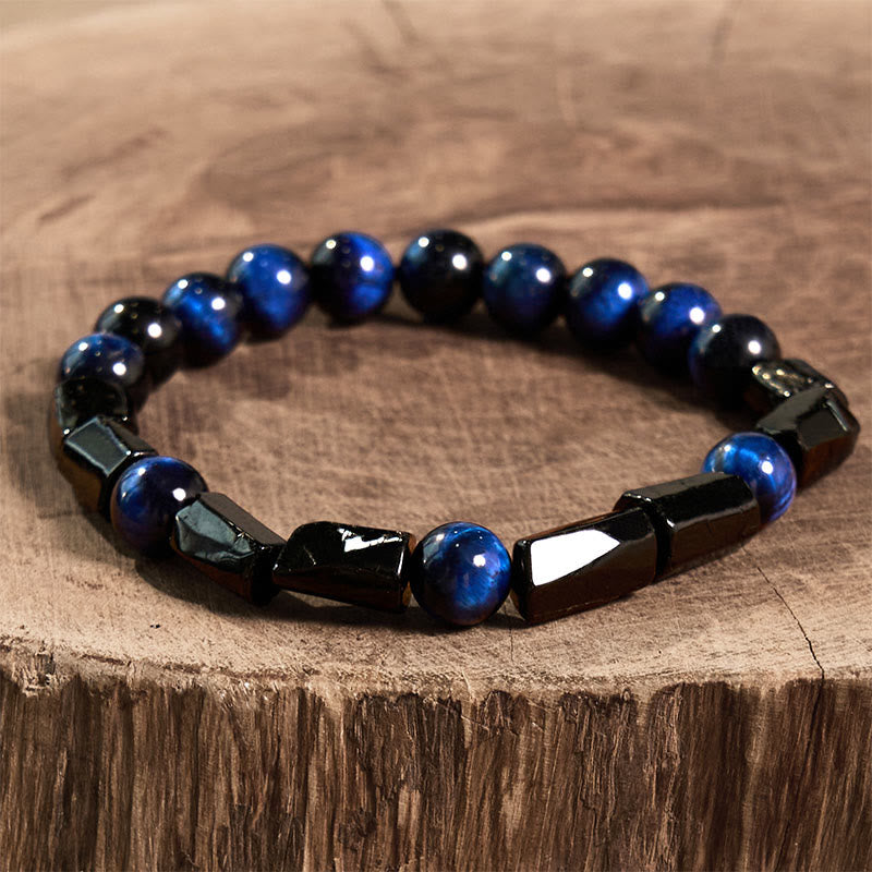 KarmaRipple's Blue Tiger Eye Black Tourmaline Strength Bracelet p2