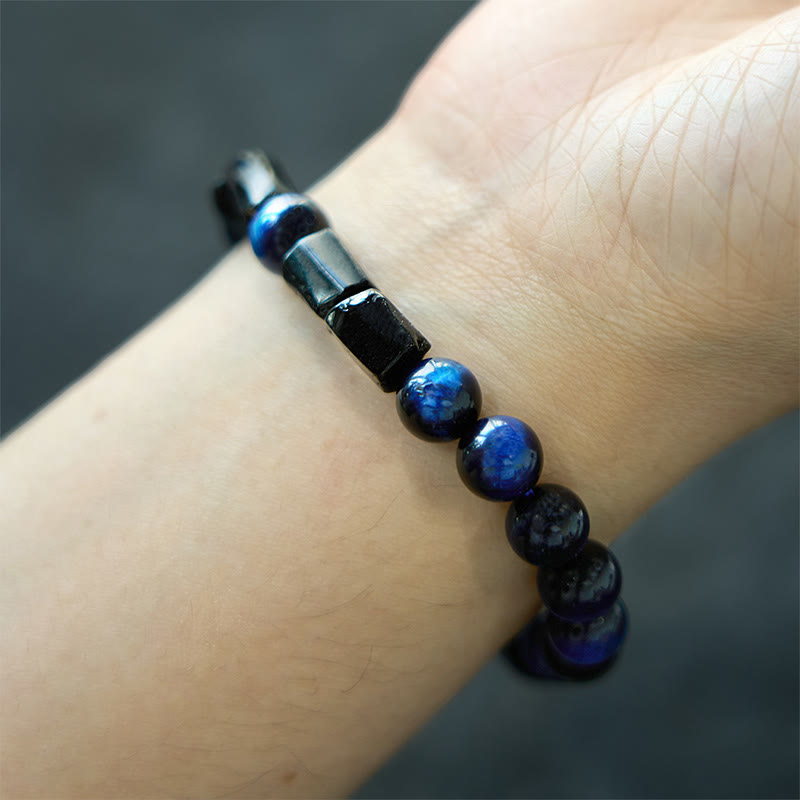 KarmaRipple's Blue Tiger Eye Black Tourmaline Strength Bracelet p4