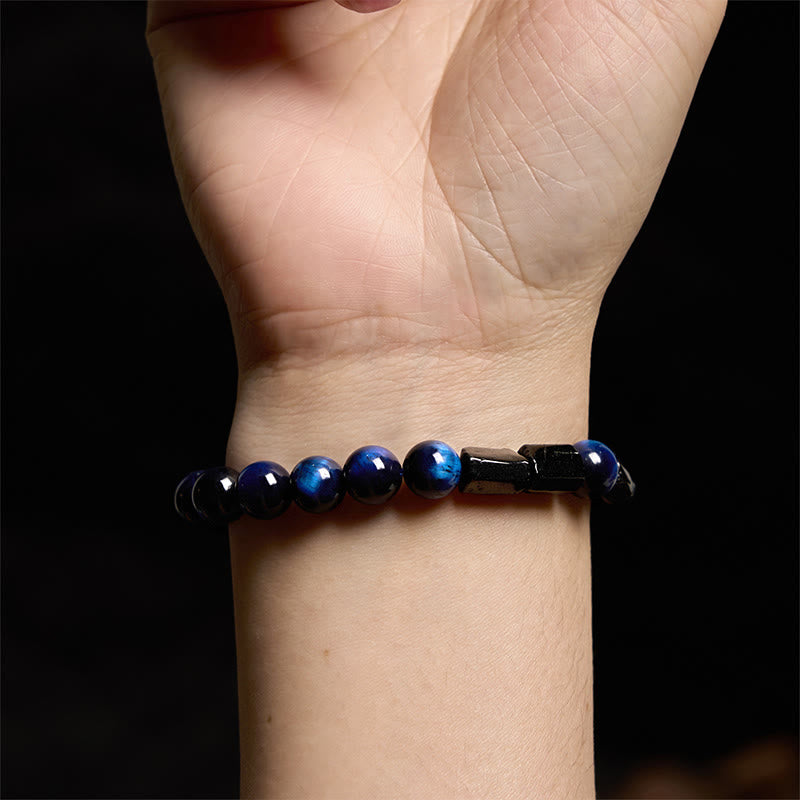 KarmaRipple's Blue Tiger Eye Black Tourmaline Strength Bracelet p5