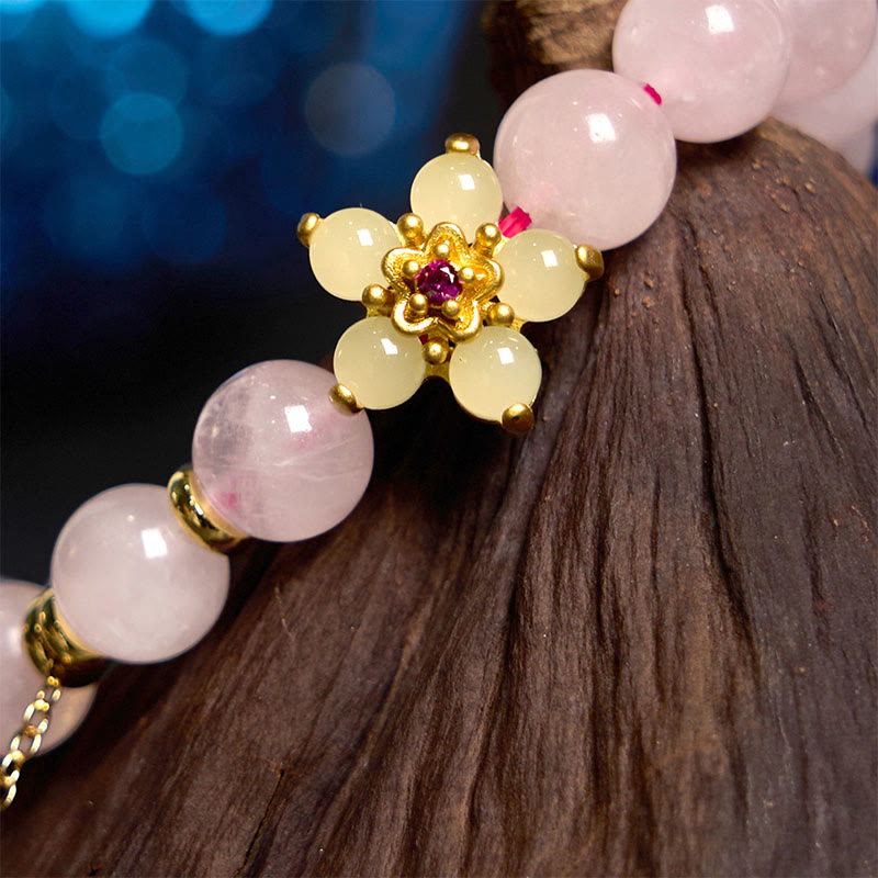 KarmaRipple's Pink Gemstone Citrine Flower Warmth Bracelet p4