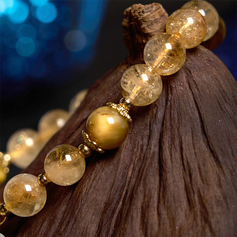 KarmaRipple's Citrine Tiger Eye Flower Talisman Generosity Bracelet p4
